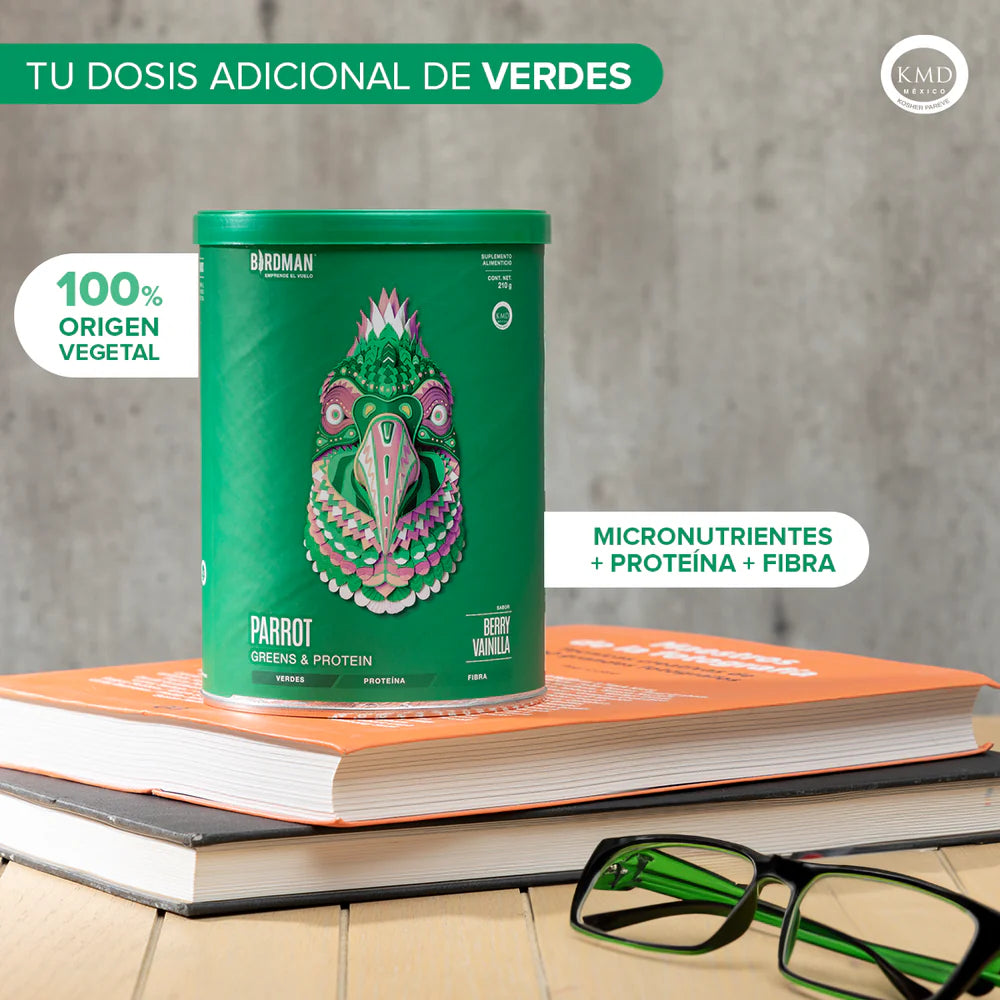 Parrot Greens & Protein Birdman - Proteína en Polvo con Verdes & Vitaminas - Matcha 210 g