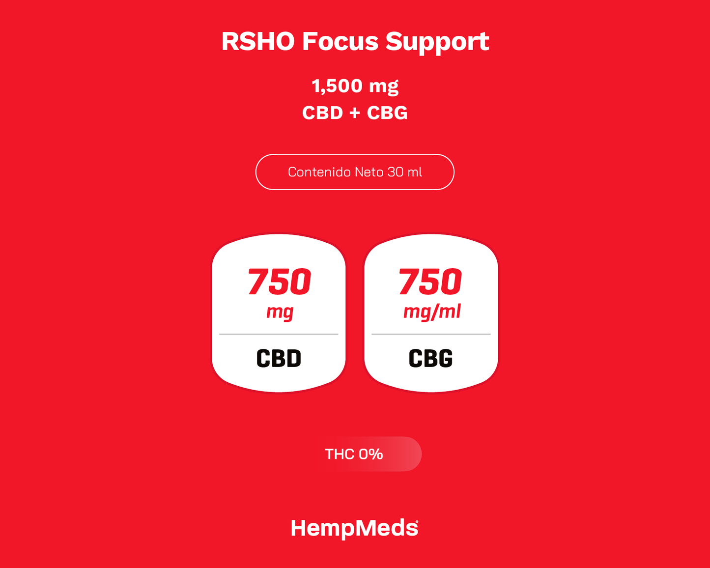 Hempmeds RSHO Focus Support 750mg CBD y 750mg CBG 30 ml