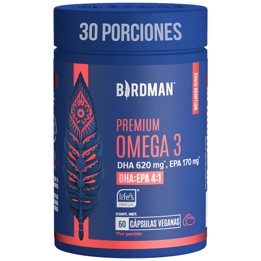 Premium Omega 3 Birdman - DHA 620mg & EPA 170mg - 60 Cápsulas