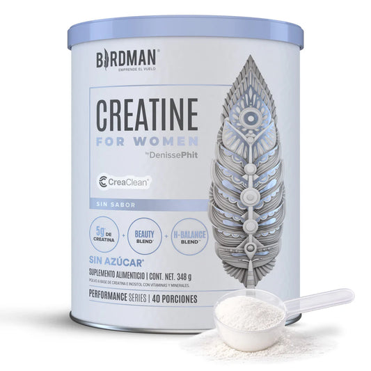 Creatine For Women Birdman - Creatina con Inositol, Ácido Hialurónico y Vitaminas - Sin Sabor - 40 Porciones