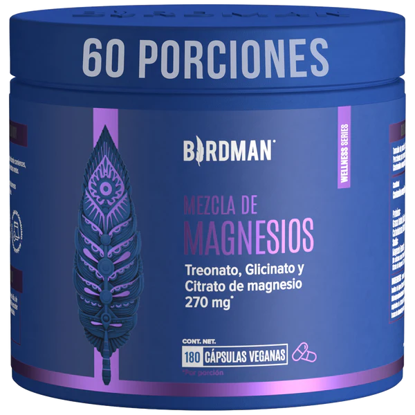 Mag Trifecta 3 en 1: Citrato, Glicinato y Treonato de Magnesio - 180 Cápsulas - 60 Porciones
