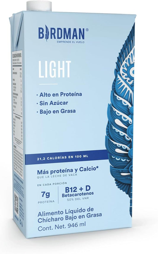 Bebida Plant Based Birdman Light - Alimento Líquido de Chícharo Bajo en Grasa - 946 ml