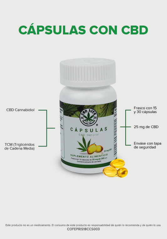Cápsulas CBD Life 25mg - 30 cápsulas 25mg/c - 750mg total