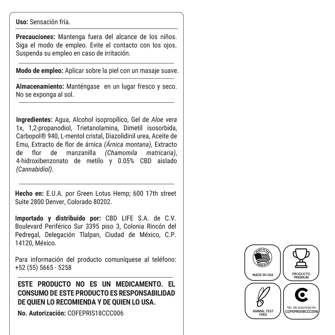CBD Life Bálsamo Frío - 50mg CBD 90g