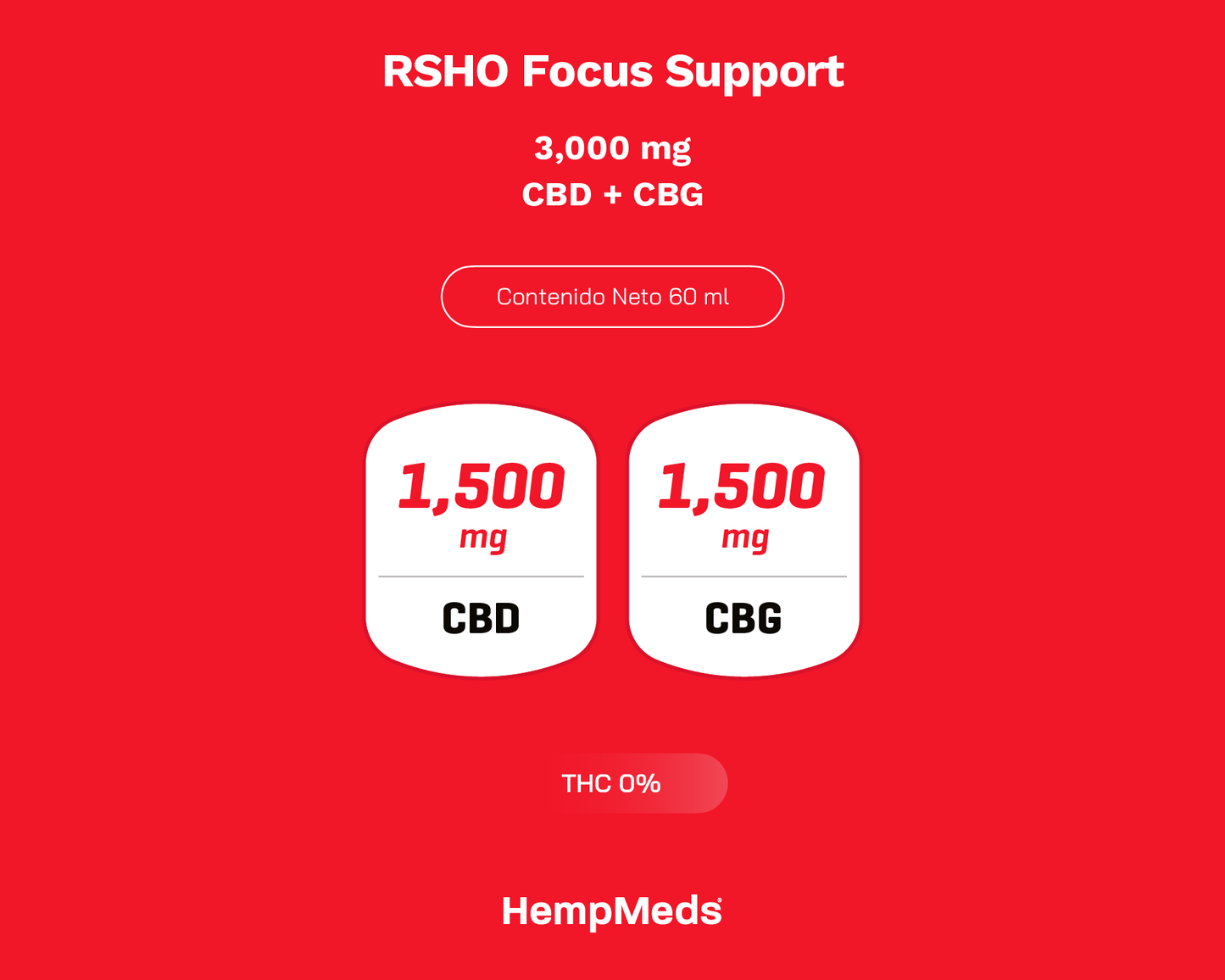 Hempmeds RSHO Focus Support - 1,500mg CBD + 1,500mg CBG - 60ml