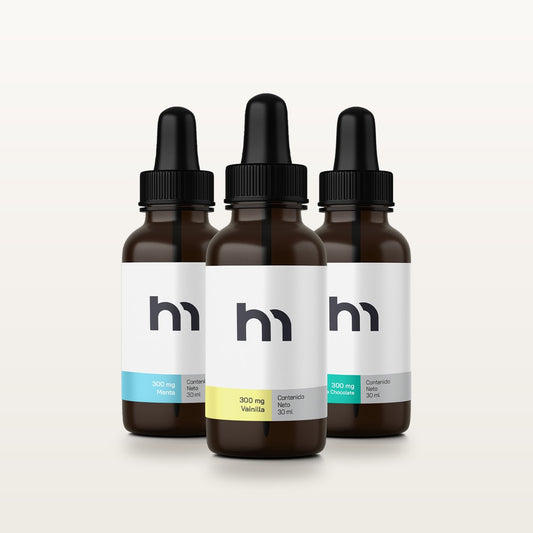 Three Pack Aceite 300 mg Mezclado: goteros HempMeds menta, vainilla y chocomenta