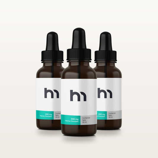 Three Pack Aceite 300 mg Chocomenta: 3 goteros HempMeds sabor chocomenta