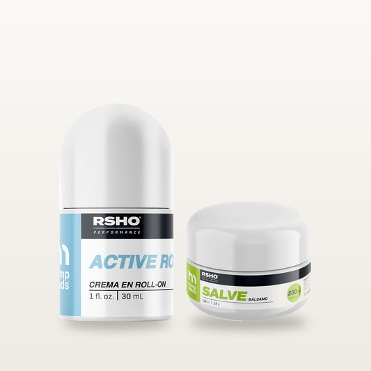 Pack Salve Mini + Roll On Mini: Bálsamo RSHO Salve Mini 14 g y Active Roll On Mini 30 ml de HempMeds