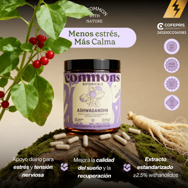 Commons Ashwagandha 120 Cápsulas (500 mg c/u)