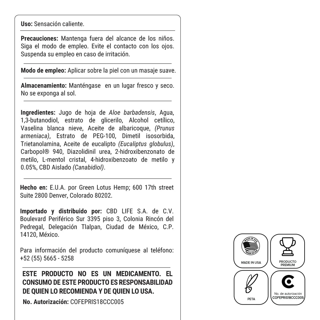 CBD Life Bálsamo Caliente - 50mg CBD 90g