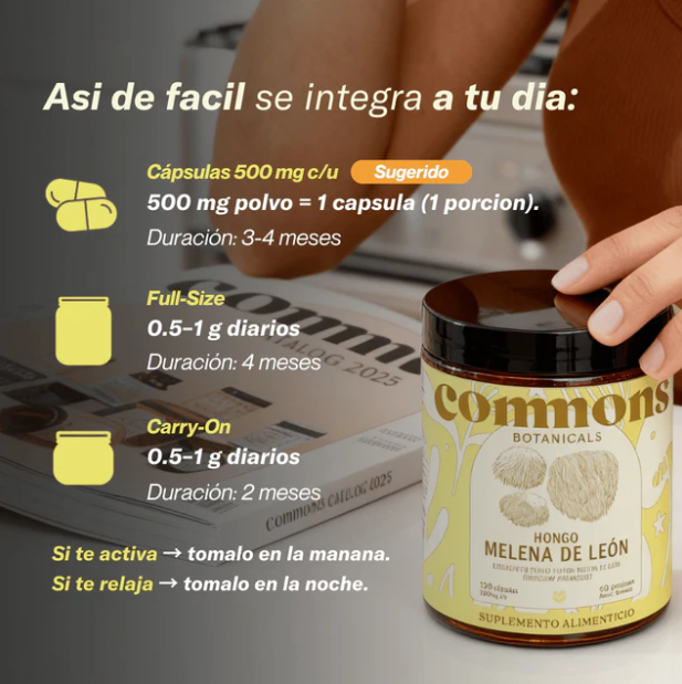 Commons Melena de León 120 Cápsulas (500 mg c/u)