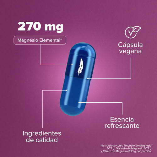 Mag Trifecta 3 en 1: Citrato, Glicinato y Treonato de Magnesio - 90 Cápsulas - 30 Porciones